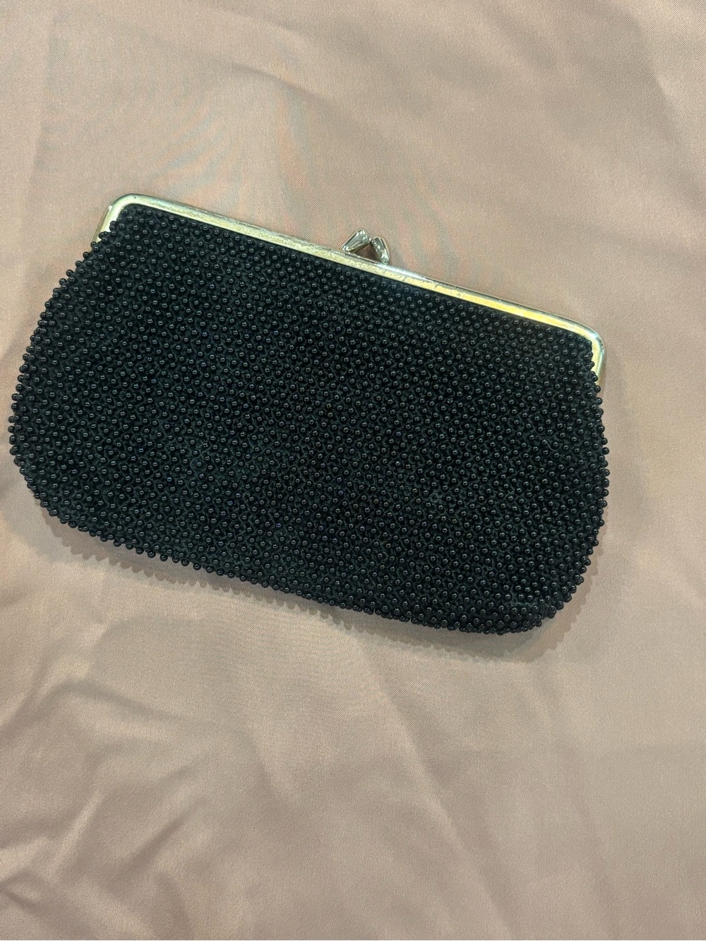 Vintage Lumured Corde Bead Clutch Purse 1950s
